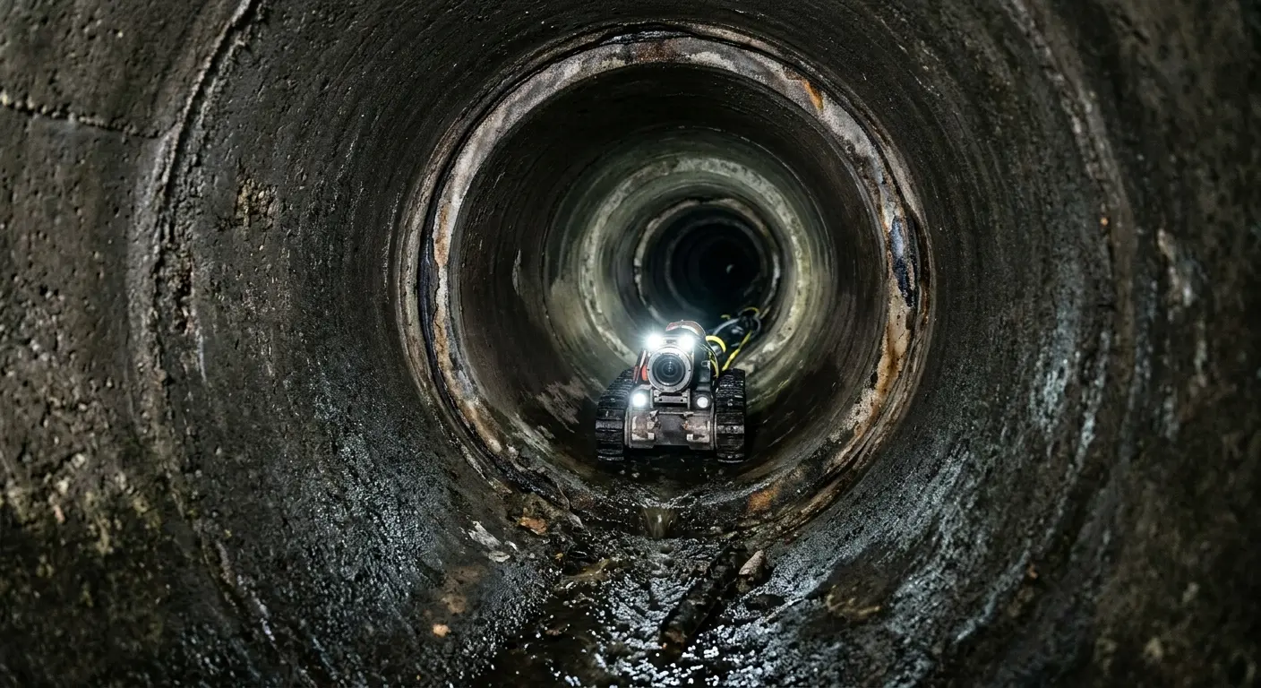 Robotic sewer camera inspecting pipe interior for Drain Snake Service in Citrus Springs